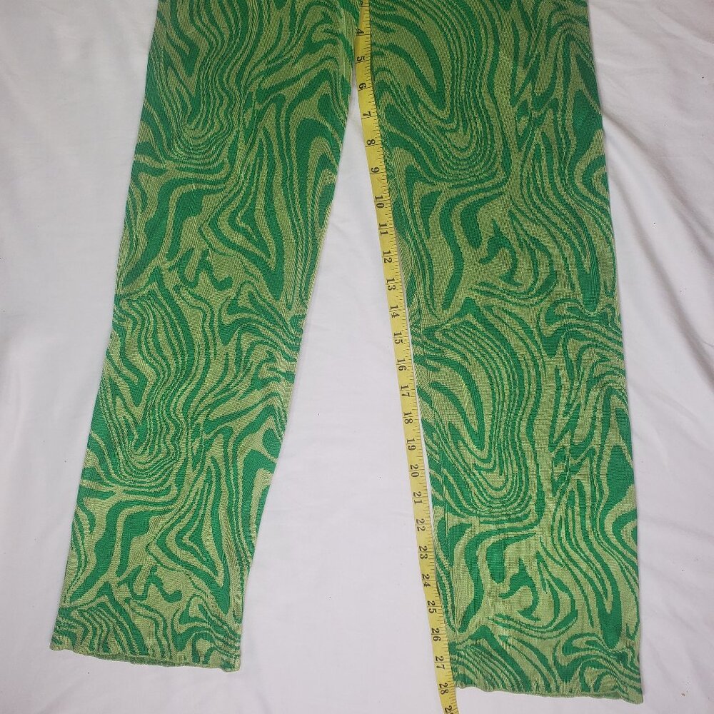 Paloma Wool Orinocco Knit Hi Rise Viscose Pants Green Geometric Pull On Size XS - Picture 6 of 13